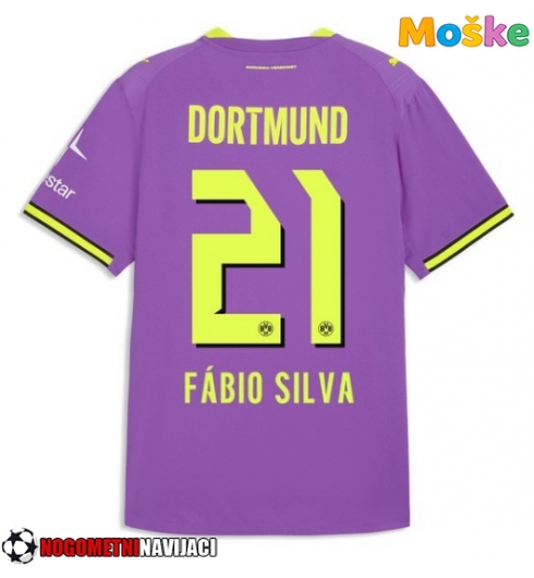 Moške Nogometnih dresov Borussia Dortmund Fabio Silva #21 Tretji 2026-27 Kratki rokavi Moške Nogometnih dresov Borussia Dortmund Fabio Silva #21 Tretji 2026-27 Kratki rokavi